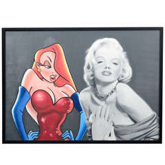 Vintage Acrylic painting of Marilyn Monroe and Jessica Rabbit