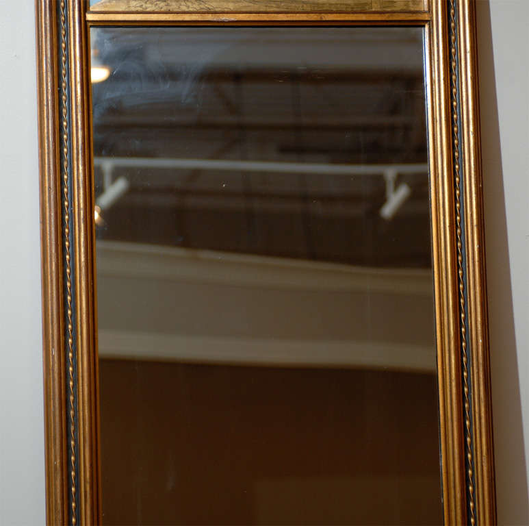 Regency Trumeau Mirror with Blue and Gold Outdoor Scene In Good Condition In Chamblee, GA