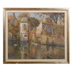 Used Bruges Canal Scene With Swans