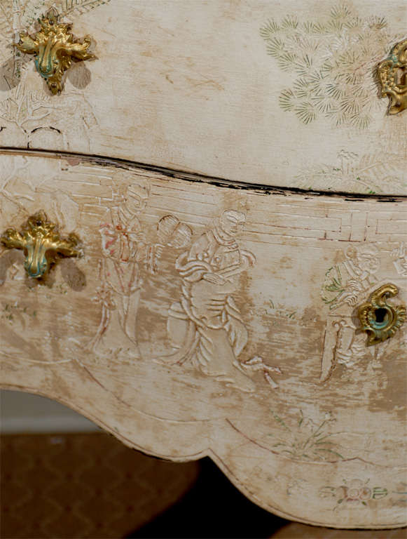 Antique French Bombe Commode Chest Rose Marble, circa 1840 1