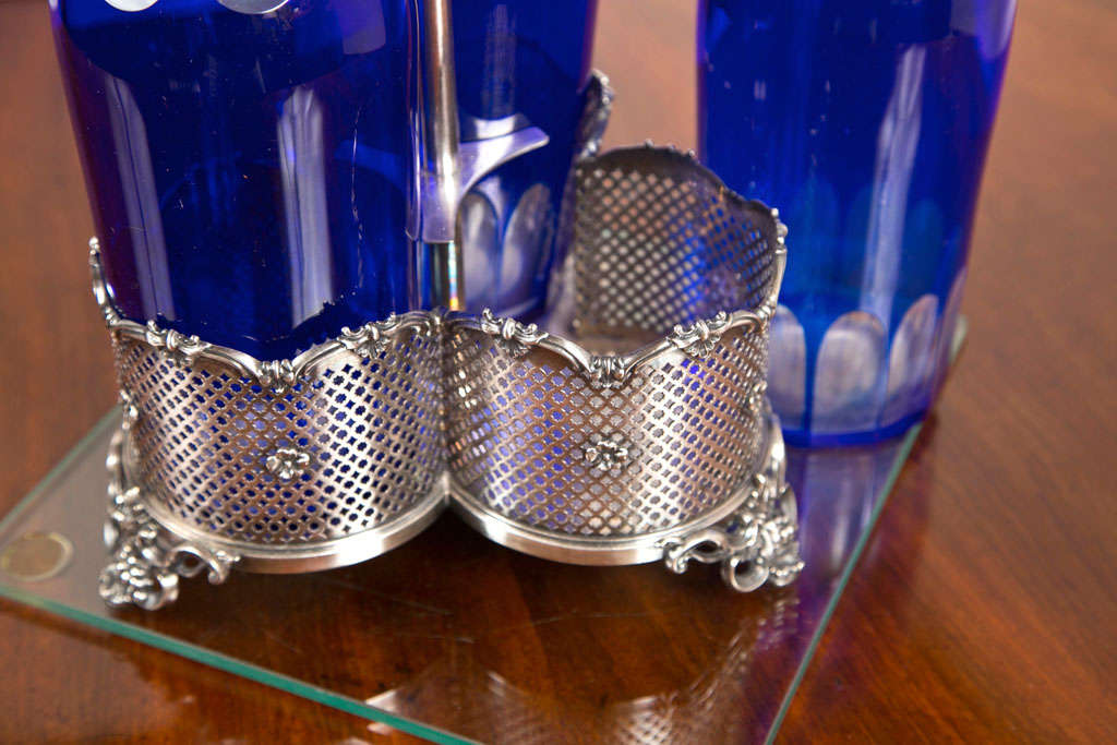 Crystal Decanter Set with Sterling Silver Caddy 1