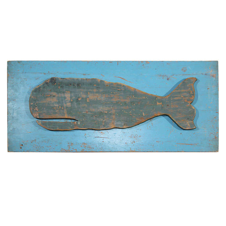 Hand-Carved Whale on Plaque For Sale