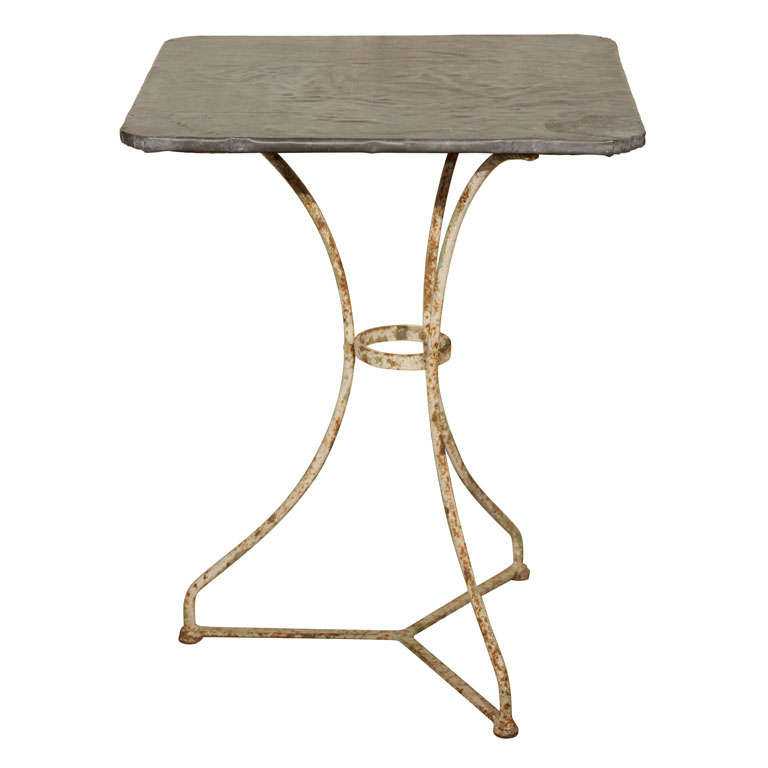 French Zinc Top Iron Table at 1stDibs