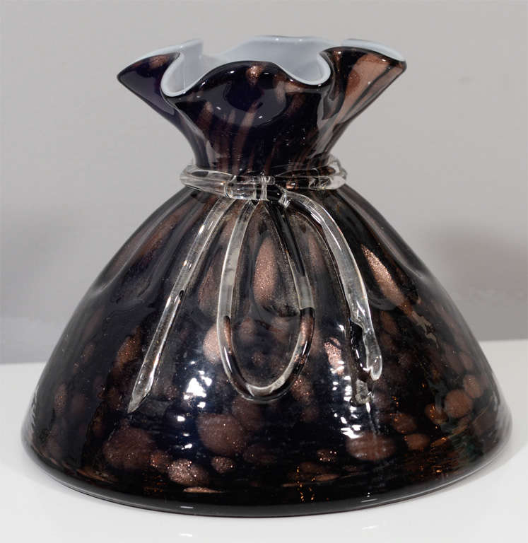 Italian Black and Bronze Murano Glass Vase