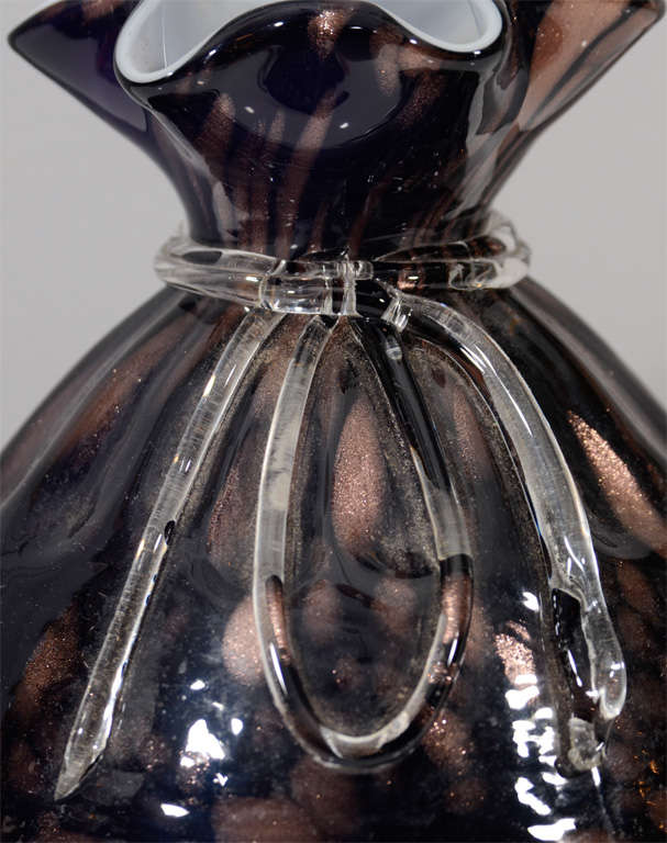 Black and Bronze Murano Glass Vase In Excellent Condition In New York, NY