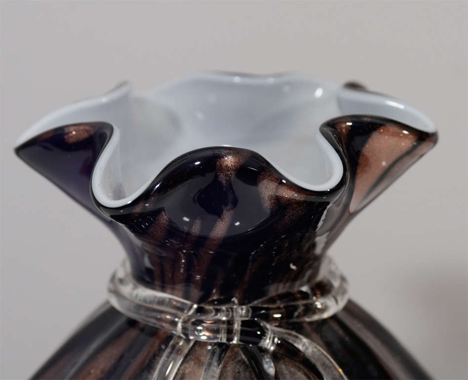 Mid-20th Century Black and Bronze Murano Glass Vase