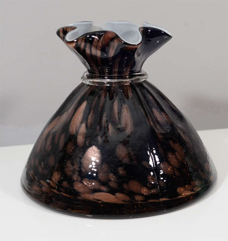 Black and Bronze Murano Glass Vase 3