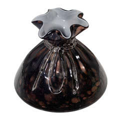 Vase en verre de Murano noir et bronze