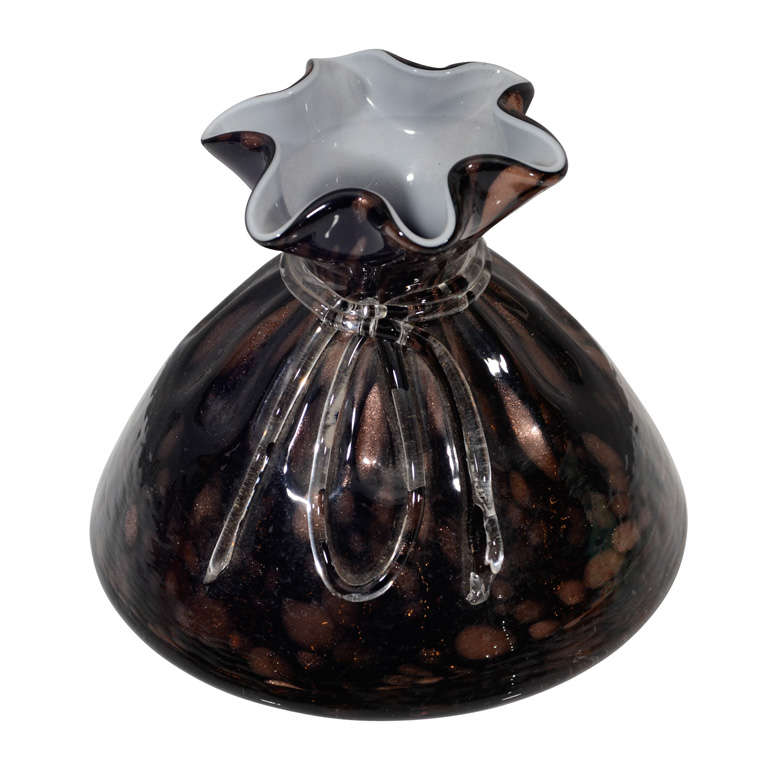 Black and Bronze Murano Glass Vase