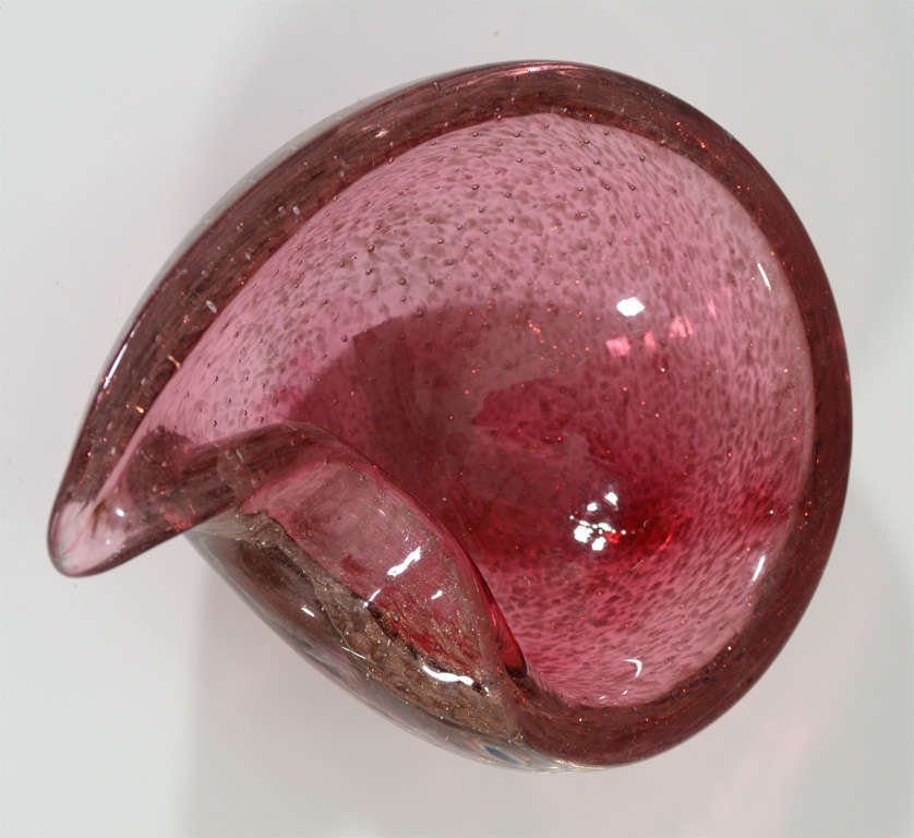Mid-20th Century Bordeaux with Gold Speckles Murano Dish