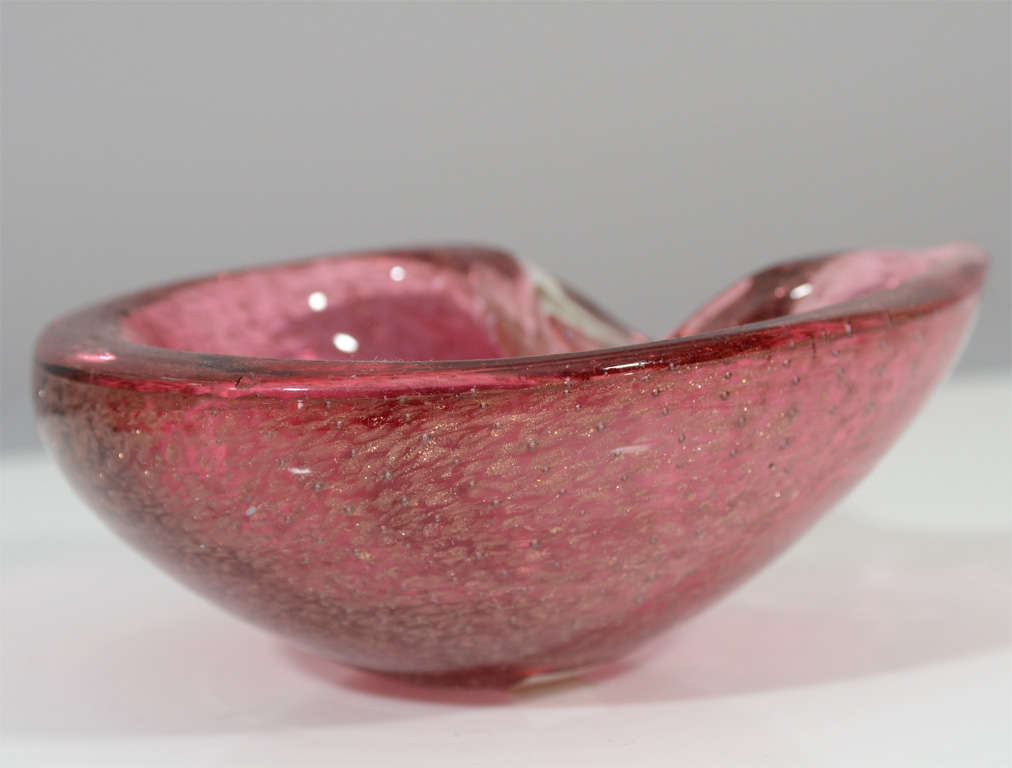 Murano Glass Bordeaux with Gold Speckles Murano Dish