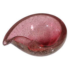Vintage Bordeaux with Gold Speckles Murano Dish