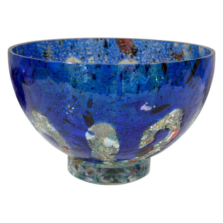 Blue Murano Opalina Bowl