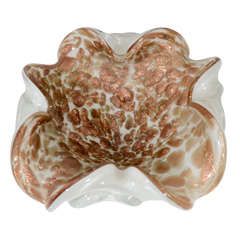 White with Gold Speckles Murano Dish