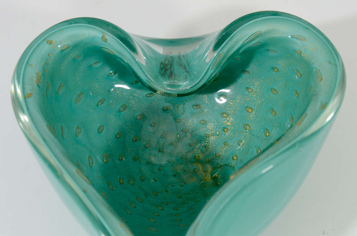 Teal Murano Glass Dish In Excellent Condition In New York, NY