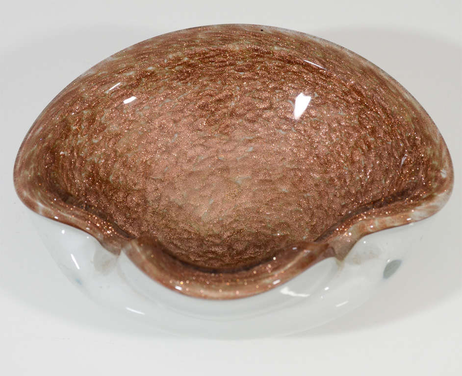 Mid-20th Century Bronze Gold Speckle Murano Dish
