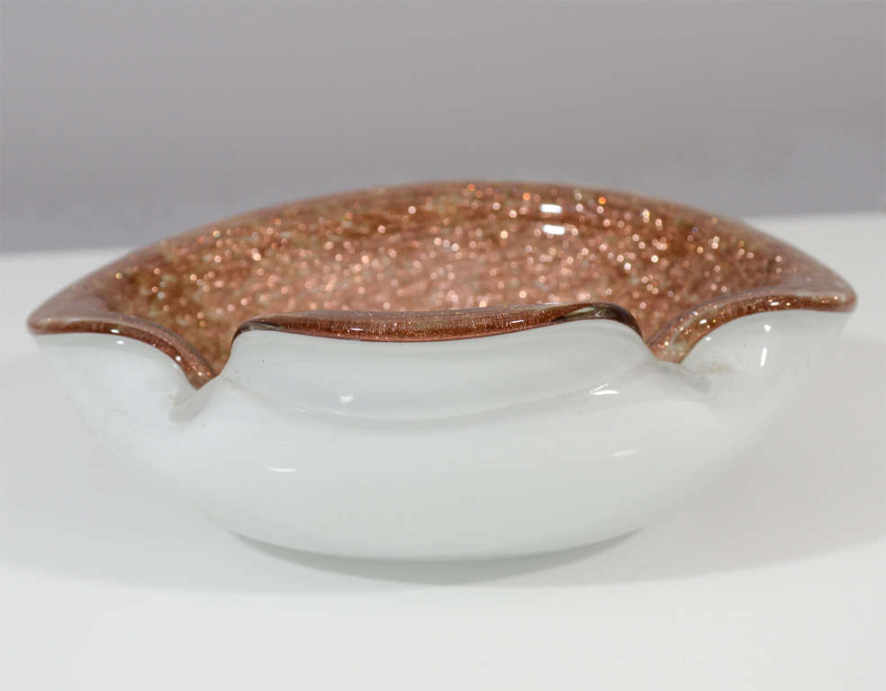 Murano Glass Bronze Gold Speckle Murano Dish