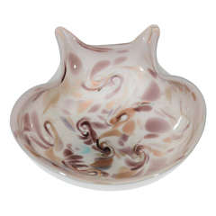 White with lavender and Gold Murano Dish 6