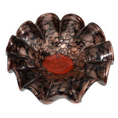 Vintage Black, Gold and Red Murano Dish