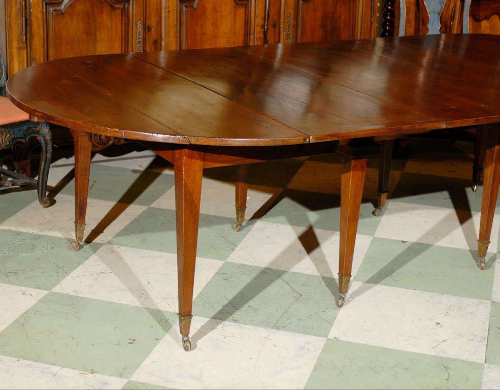 Directoire French Walnut Dining Table with 3 Leaves In Excellent Condition In Atlanta, GA