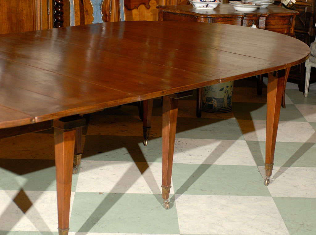19th Century Directoire French Walnut Dining Table with 3 Leaves