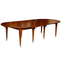 Directoire French Walnut Dining Table with 3 Leaves