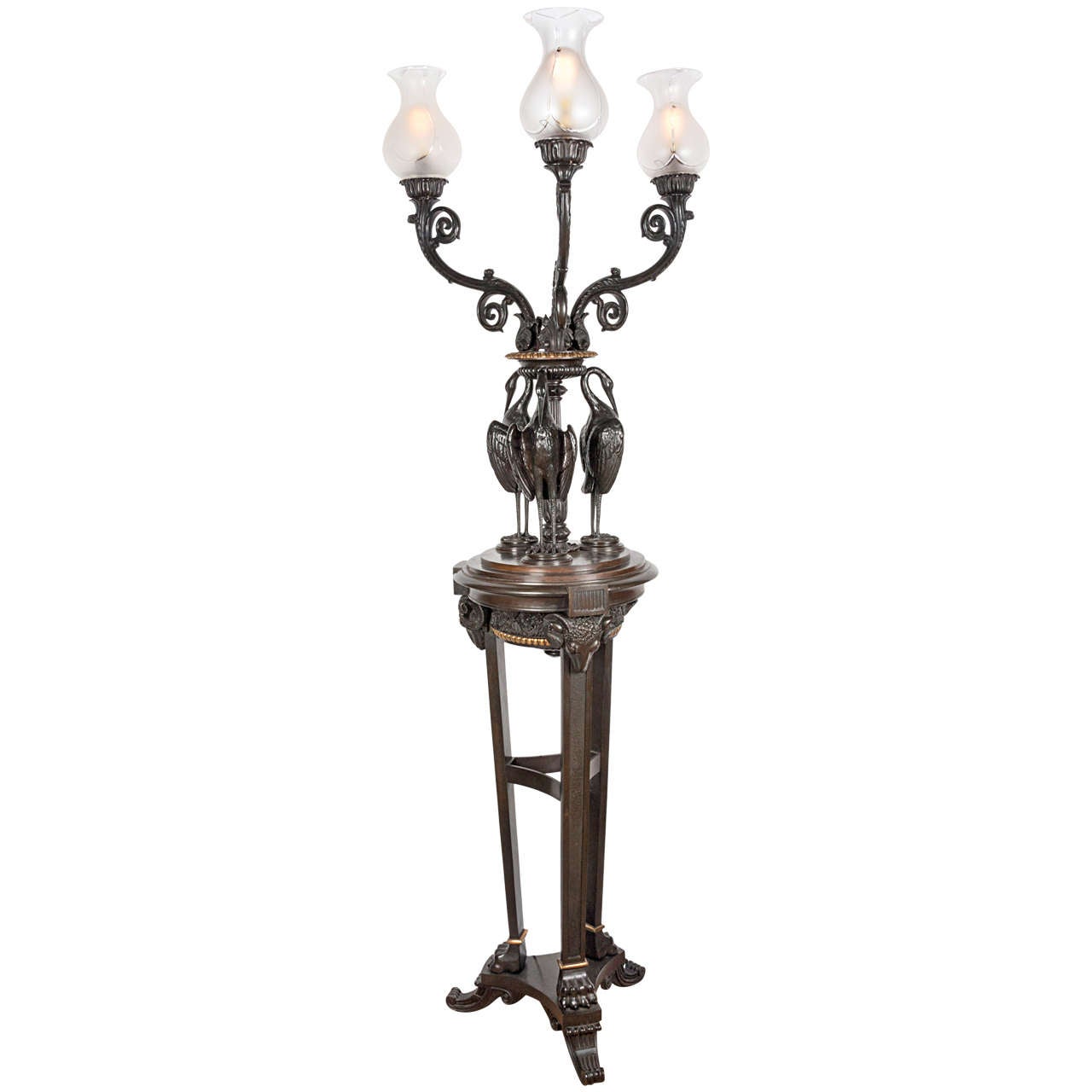 floor standing bronze candelabra by Messenger and sons For Sale at 1stdibs