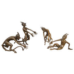 Set of Four Bronze Devil Figures