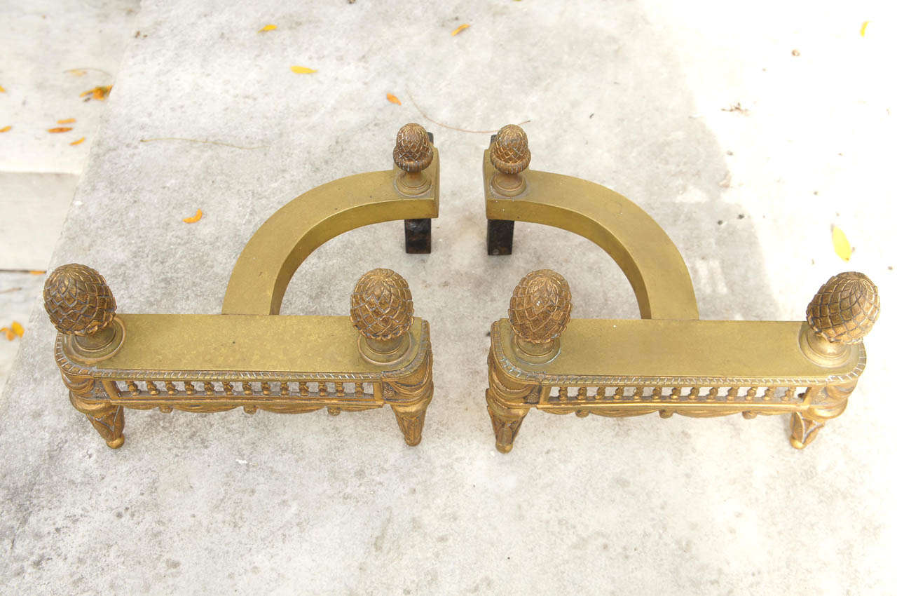 19th Century Gilt Bronze Andirons