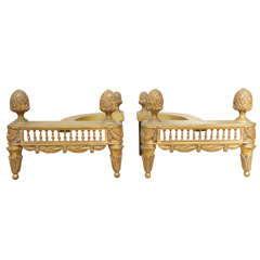 19th Century Gilt Bronze Andirons
