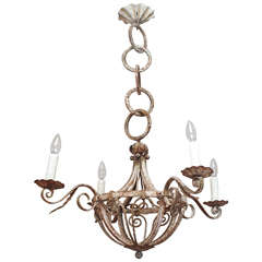 Painted Iron Basket Form Chandelier
