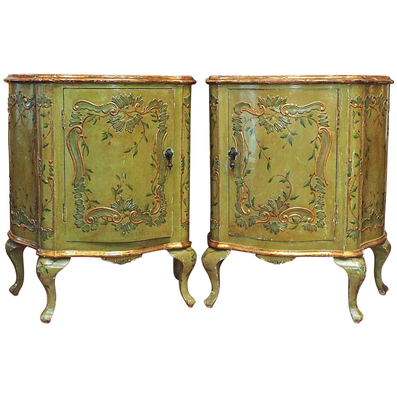 Pair of Italian Painted Bedside Cabinets For Sale