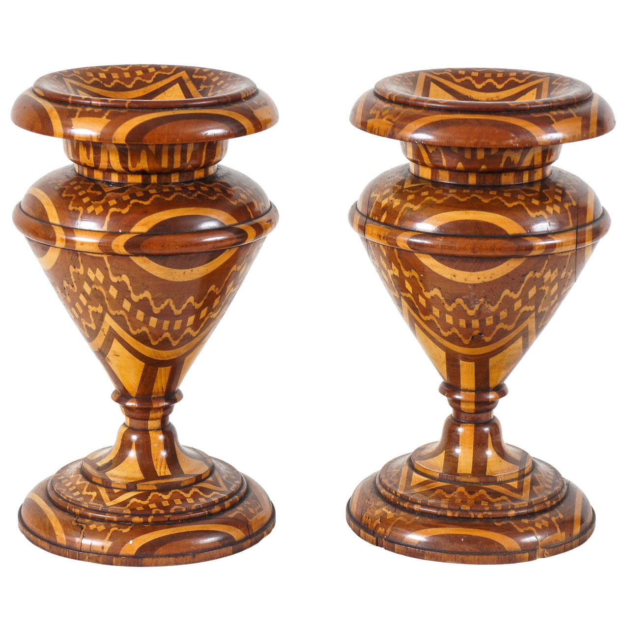 Remarkable Marquetry Garniture For Sale at 1stDibs