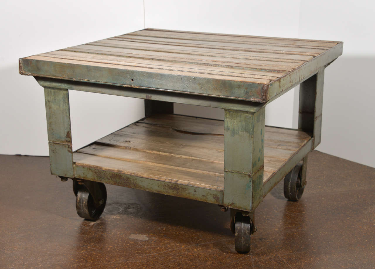 Industrial Cart as End Table In Excellent Condition In Dallas, TX