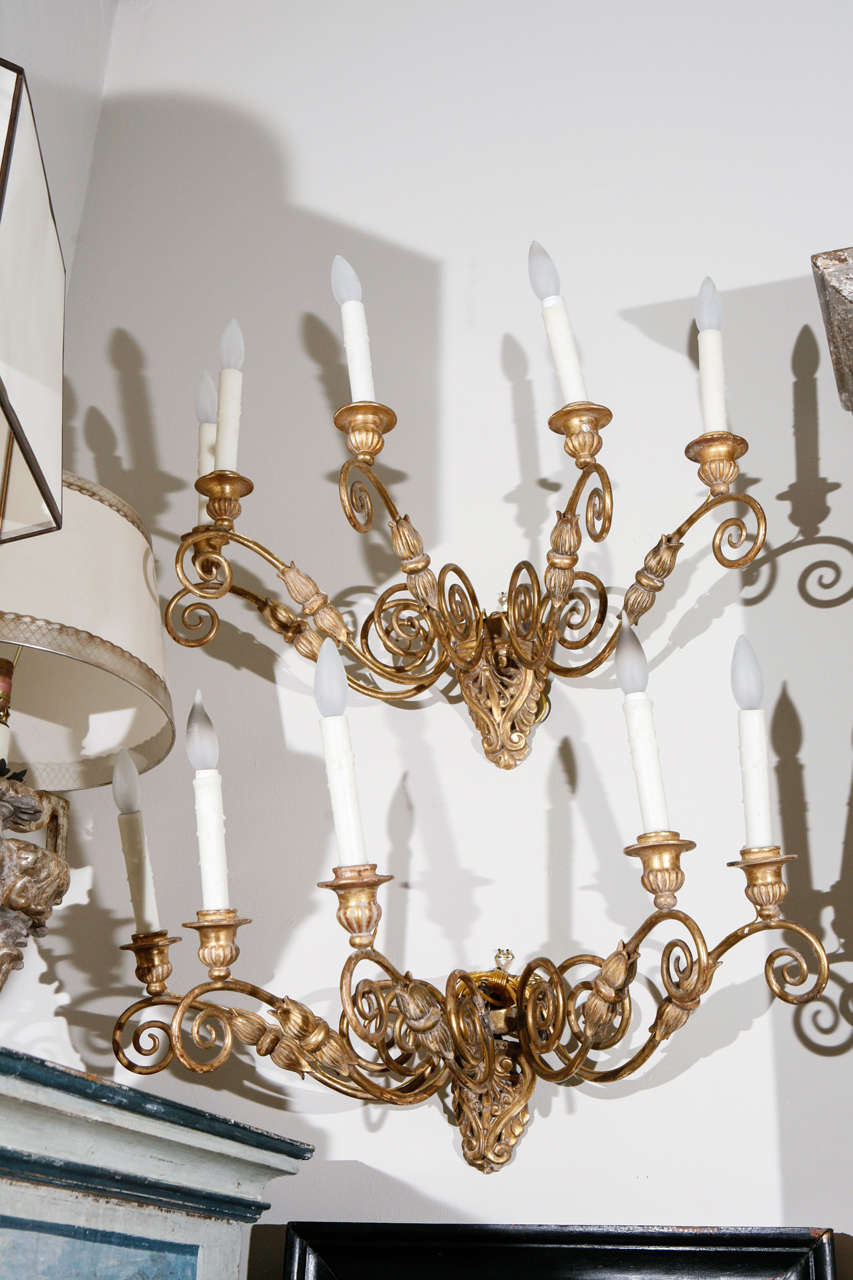 Pr. 19th Century French Gilt Wood Sconces