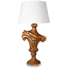 19th Century Italian Gilt Wood Lamp
