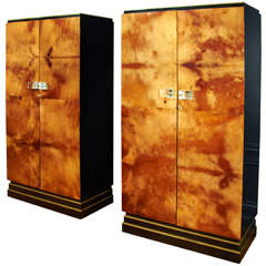 Used Pair of cabinets with parchment doors