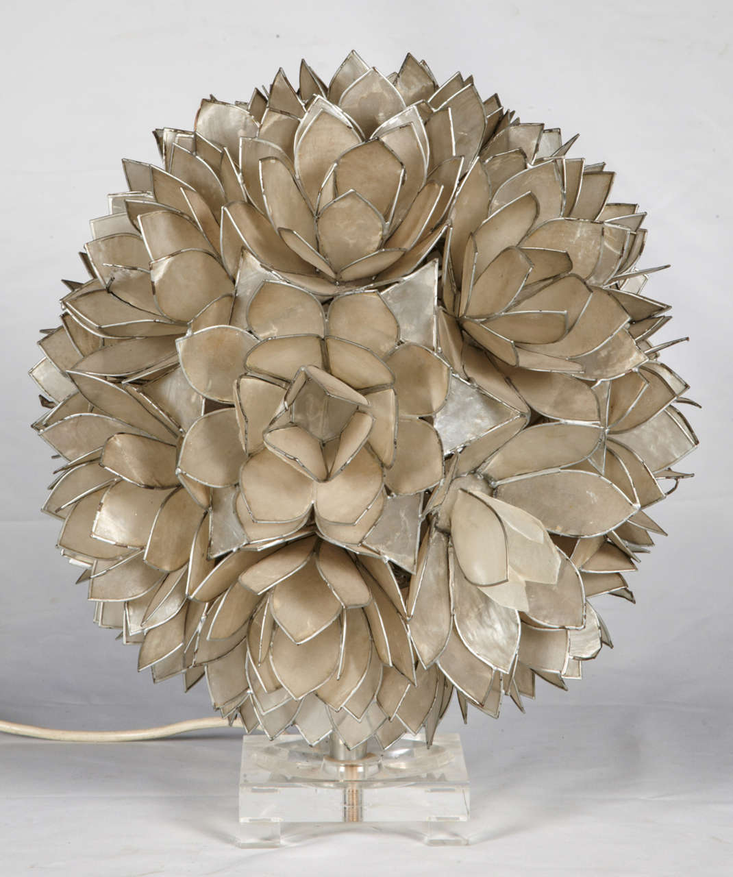 A lamp made with Lotus Flowers in Mother-OF- Pearl on a