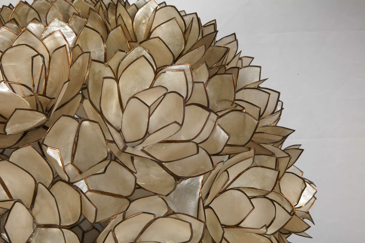 A 1970 Chandelier Made in Mother-of-Pearl Lotus Flowers 2