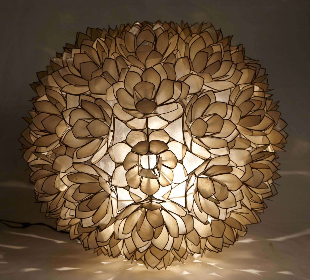 A 1970 Chandelier Made in Mother-of-Pearl Lotus Flowers 5