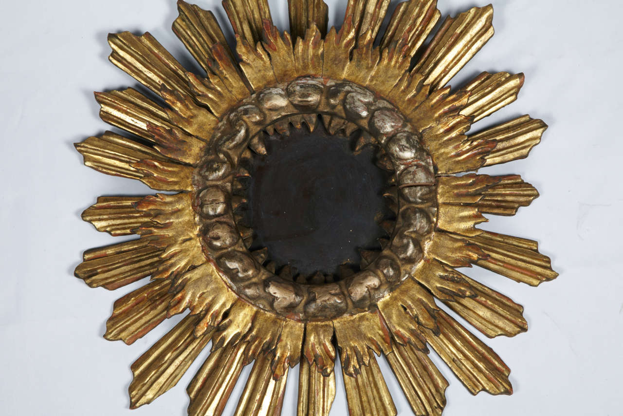 French Baroque South of France Gilt Wood SunMirror 19th Century