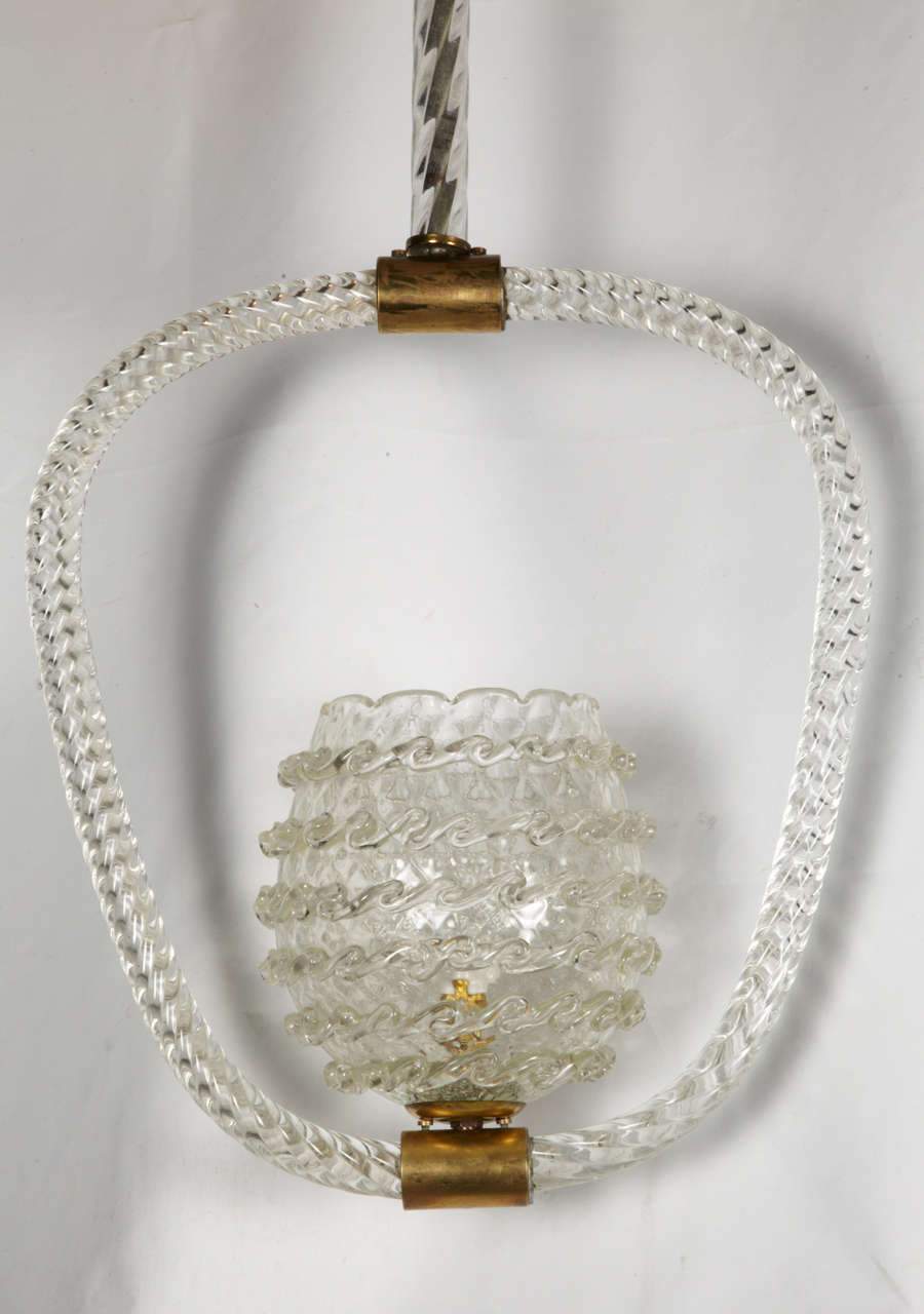 A Murano chandelier, by Barovier, 1940's, perfect condition, white opalescent glass.