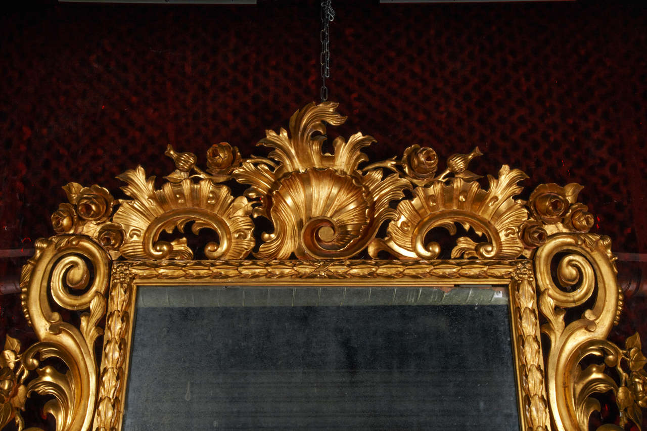 Baroque Huge Italian Floor Mirrror, Gilt Carved Wood Frame