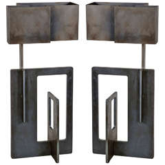 Pair of steel table lamps by A.Brotto, 1980's