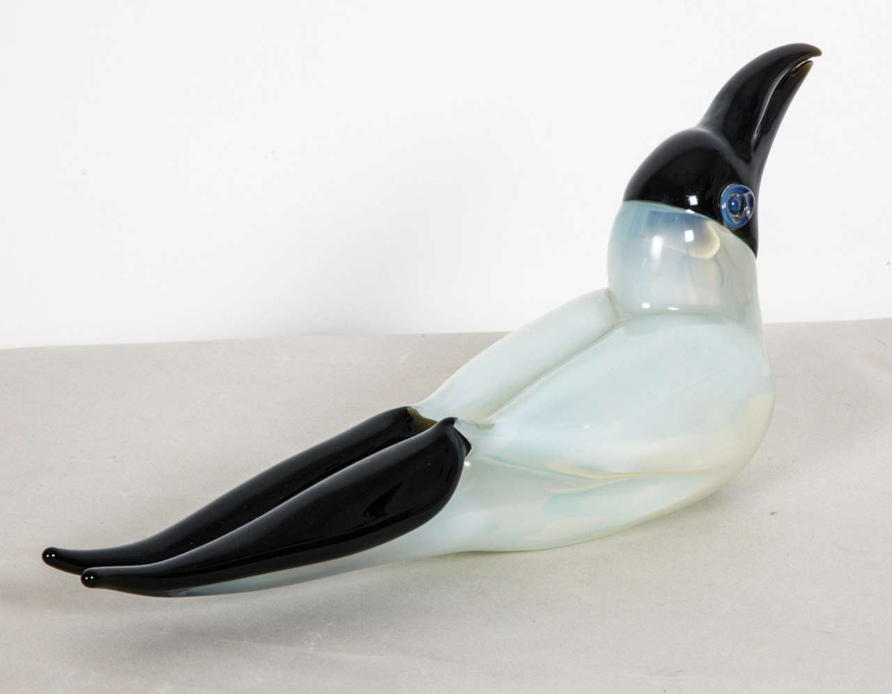 Italian Opalescent Glass Seagull by Murano, 1970s For Sale