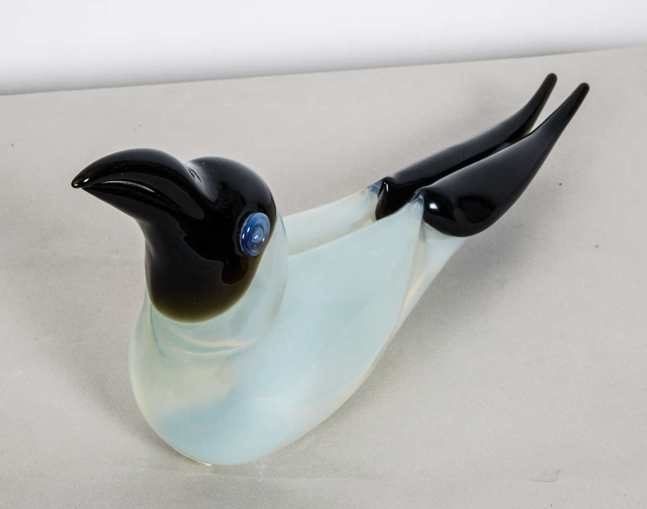 Late 20th Century Opalescent Glass Seagull by Murano, 1970s For Sale