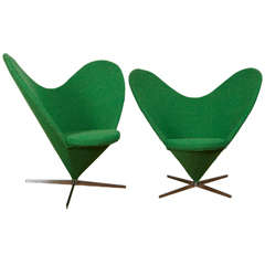 Pair of "Heart Cone" armchairs, 1959, by Verner Panton