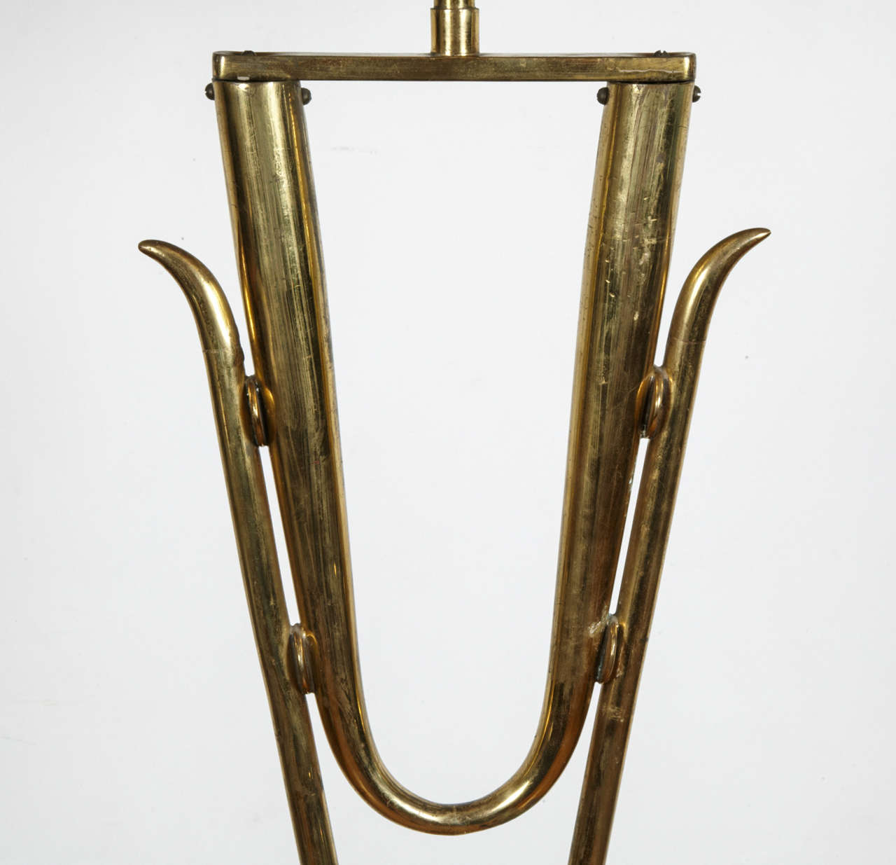 Gilt Brass and glass Floor Lamp, Italy, 1960's In Good Condition In Paris, FR