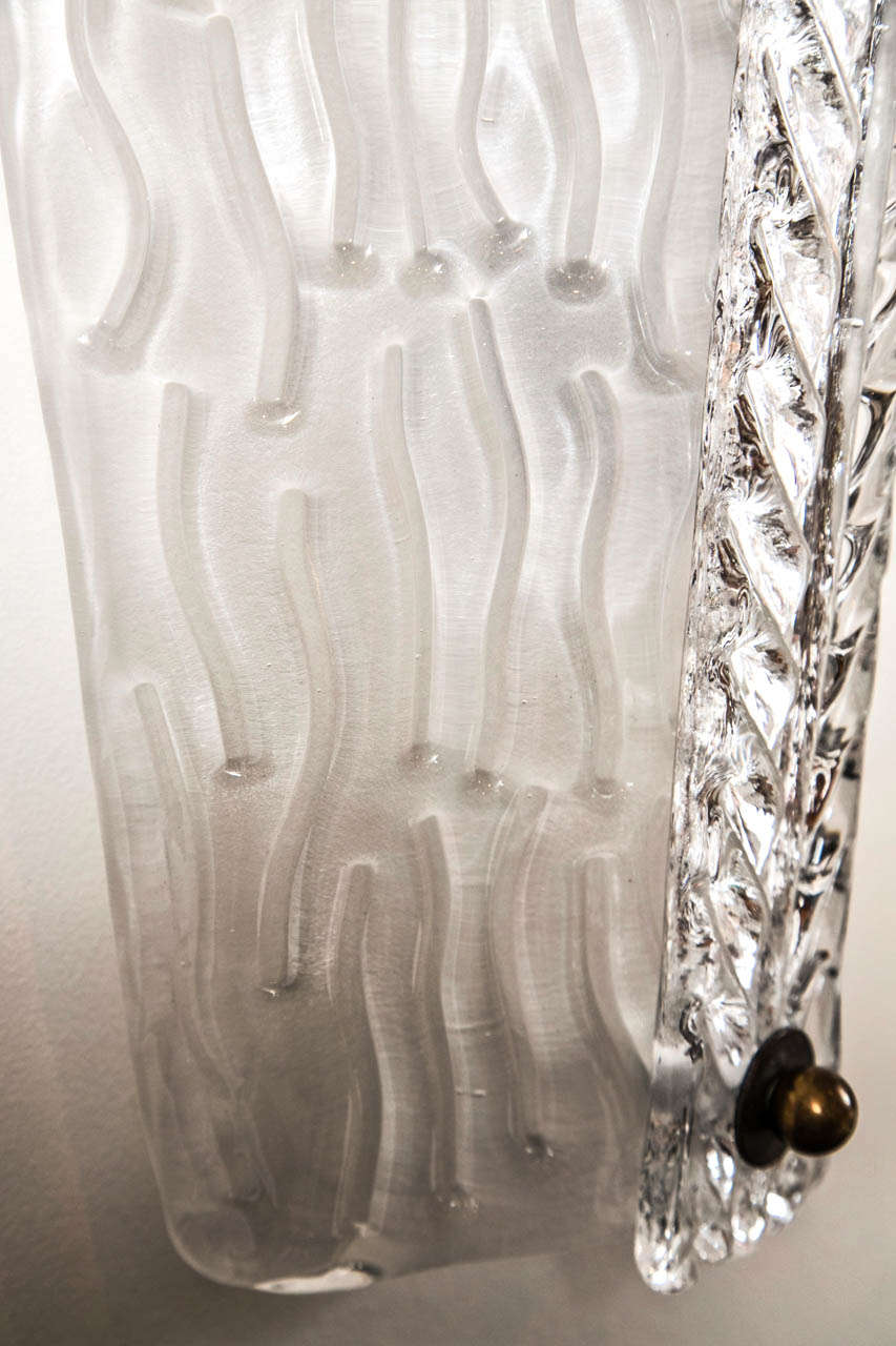 Murano Glass Large Pair Murano Shield -Shaped Sconces