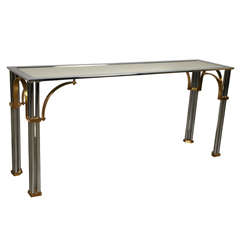 1970's Brass And Chrome Table Console